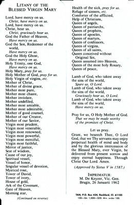Litany Of The Blessed Virgin Mary Printable