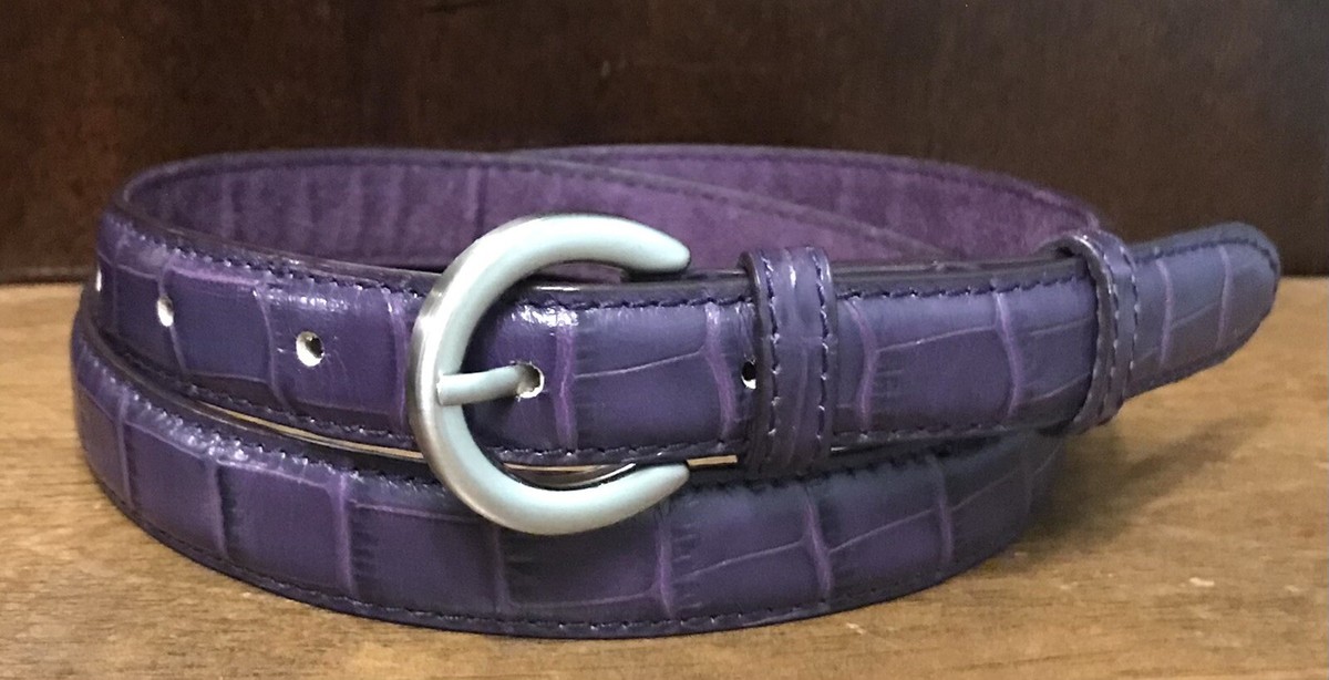 Amanda Smith Purple Croc Embossed Leather Belt Sz M 3/4”Wide  display picture 2