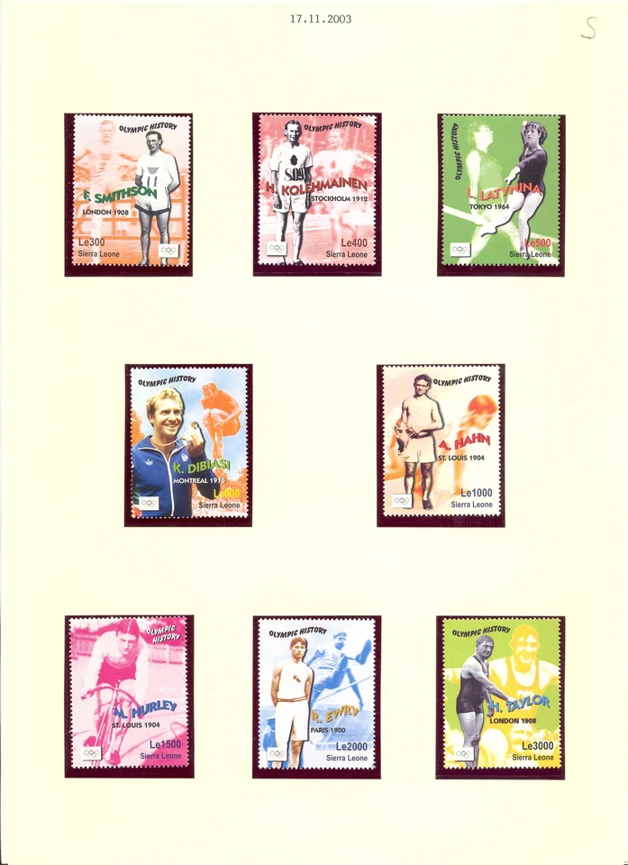 SIERRA LEONE -1987/2016 -28 ST. + 13 x BLOCK/SHEETS =OLYMPICS- SPORT- ** MNH VF  - Image 4 of 4