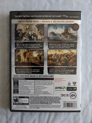 Battlefield Bad Company 2 Limited Edition PC, Box, CD, Manual, CODE ALREADY USED - Bild 2 von 4