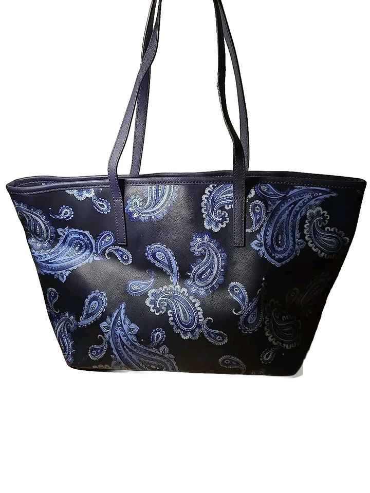 Michael Kors Emry Admiral Blue Paisley Saffiano Leather Large Tote Purse Bag NWT - Image 2 of 4