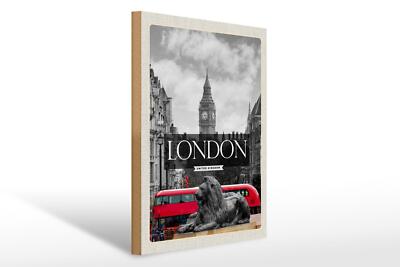 Holzschild Reise 30x40 cm London England Big-Ben schwarz weiï¿½