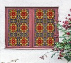 3D Red Pattern A474 Window Film Print Sticker Cling Stained Glass UV Zoe