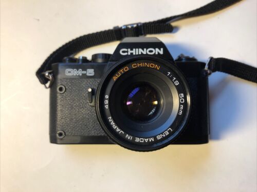 Chinon CM-5 35mm SLR Film Camera & 50mm Lens 1:1.9 W Grip Attachment - Picture 2 of 15