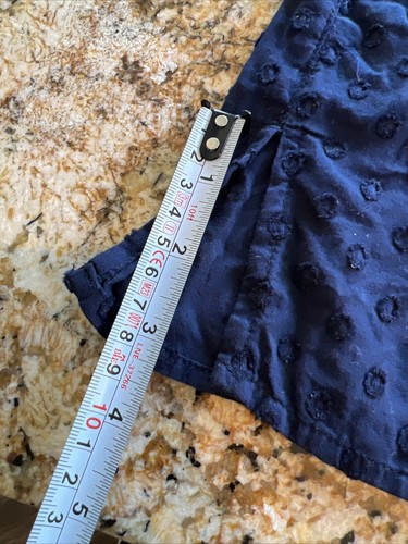 Talbots M Popover Blouse Navy Lightweight Cotton 3/4 Sleeve Textured Circles - Picture 12 of 13