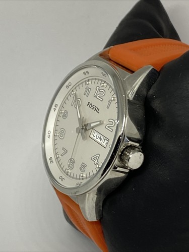 Fossil BQ1622 Men's Orange Silicone Analog Dial Quartz Genuine Wrist Watch EY626 - Picture 4 of 12