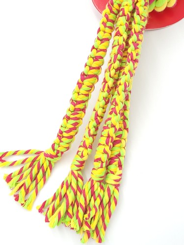 Kong Wubba Weaves w/Rope Large Green Yellow Pink Dog Tug Chew Toy - 第 4/8 張圖片
