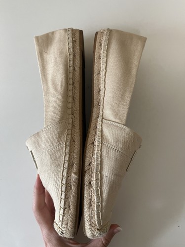 Tory Burch Weston Flat Espadrilles Metallic Linen / Leather Size 10 Summer Beach - Picture 5 of 14