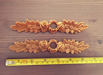 Pair Of Shabby Chic Furniture Drawer Knob Rose Resin Appliques