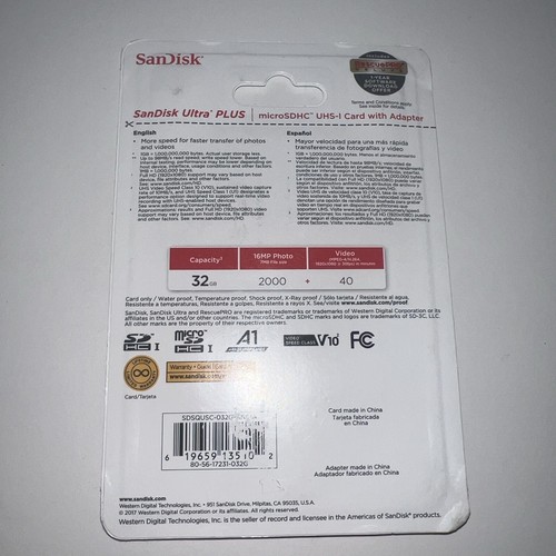 Carte MicroSDHC UHS-I Sandisk Ultra Plus avec adaptateur 32 Go 98 Mo/s - Photo 2 sur 3