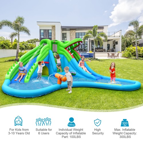 Inflatable Crocodile Upgraded Water Slide Kids Bounce Castle Blower Excluded - Picture 4 of 7