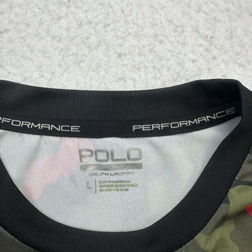 Polo Sport Ralph Lauren Shirt Boys Large L Green Red Camo Performance Camouflage - Picture 9 of 12