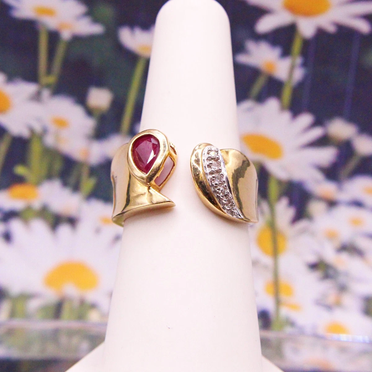 10k yellow gold ruby 2024 and diamond ring