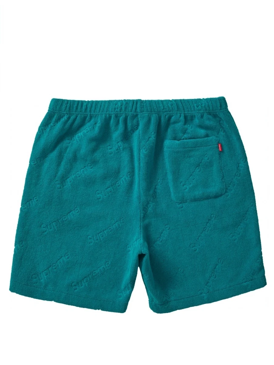 Supreme Terry Jacquard Logo Shorts Teal Large SS18 Deadstock Rare