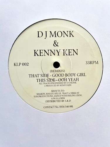 DJ Monk & Kenny Ken - Good Body Girl / Ooh Yeah Remixe 10" Jungle Vinyl 1994