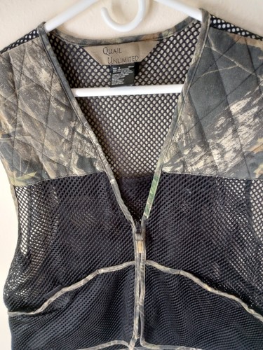 Quail Unlimited Vest Men's Med. Black Mesh Camouflage Hunting Zip Up and Pockets - Picture 7 of 13