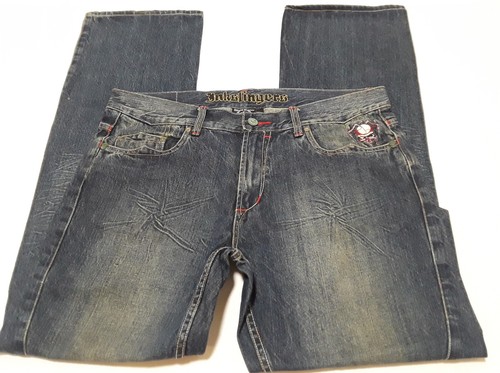 Inkslingers 36 x 34 5 Pocket Gitarre, Totenkopf Grafik Distressed Jeans - Bild 4 von 6