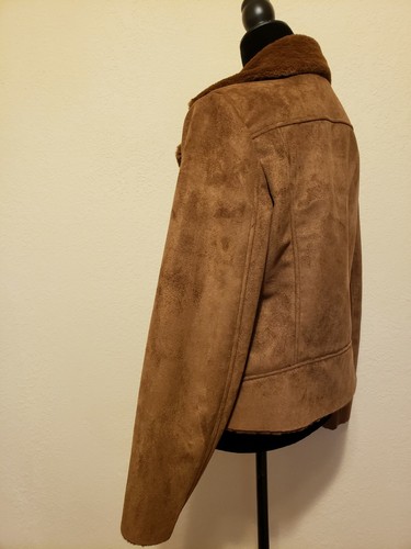 NWT Lauren Ralph Lauren Women's M Brown Faux Suede Moto Jacket Side Zip - Picture 5 of 10