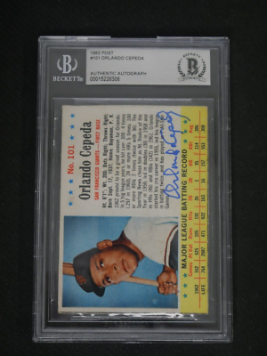 ORLANDO CEPEDA SIGNED 1963 POST #101 BAS AUTHENTIC AUTO SAN