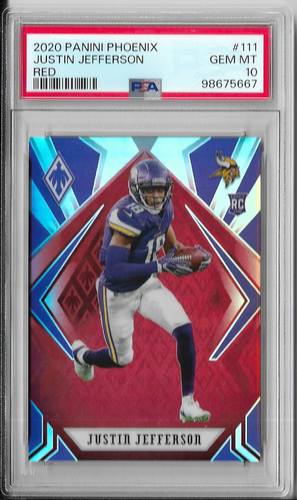 PSA 10 GEM MINT 2020 Panini Phoenix RED JUSTIN JEFFERSON Rookie RC #ed 95/299