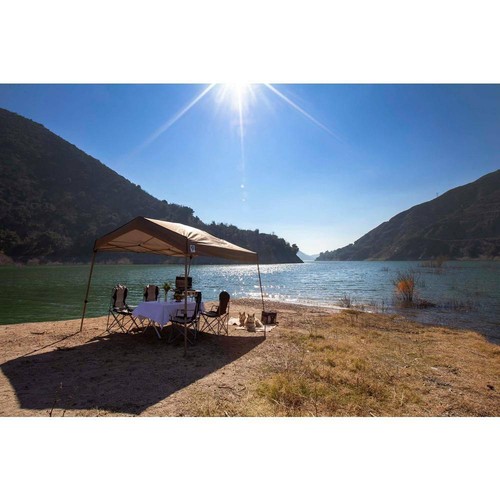 Z-SHADE Pop Up Canopy Tent 14'x12'x9' in Tan 150D Polyester Fabric Steel Frame - Picture 2 of 4