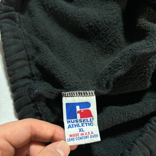 Felpa Russell Athletic Pile Vintage anni 90 Uomo XL Nera Baggy Made in USA - Foto 2 di 8