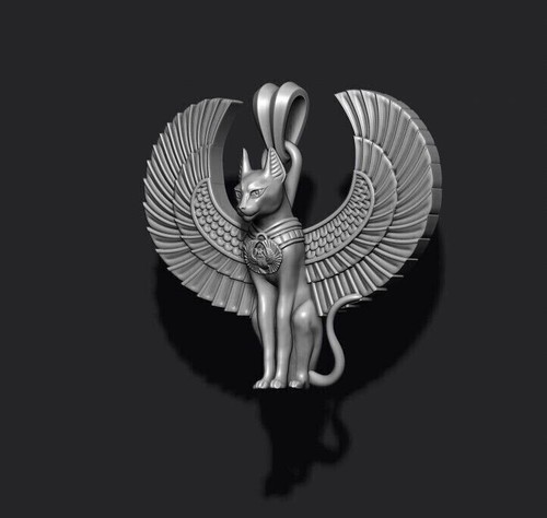 Ägyptischer Gott Katze Bastet Anhänger 925 massiv Sterlingsilber Unisex Katze Anhänger - Bild 3 von 4