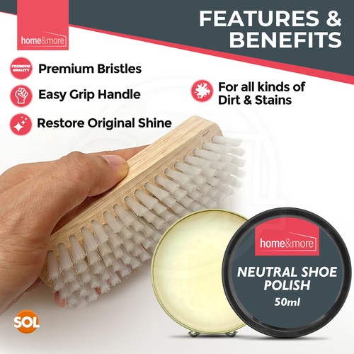2 Shoe Brush Set Cleaning Kit Black Brown Polish Leather Boot Shine Brushes Care - Picture 35 of 44