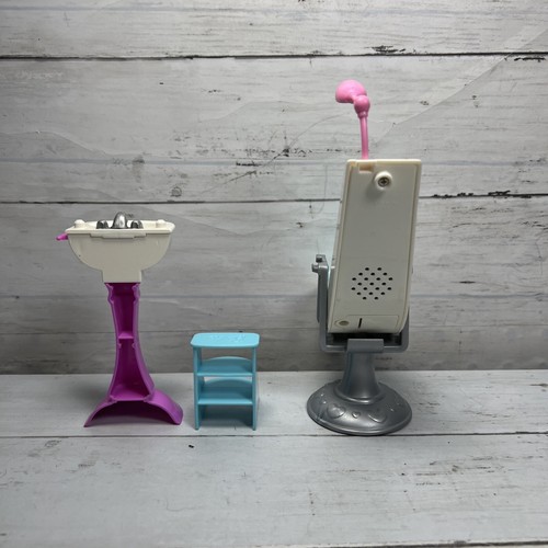 Barbie Beauty Hair Salon Dentist Chairs Sinks Vanity Sink Mirror 7 Pc Furniture - Picture 11 of 12