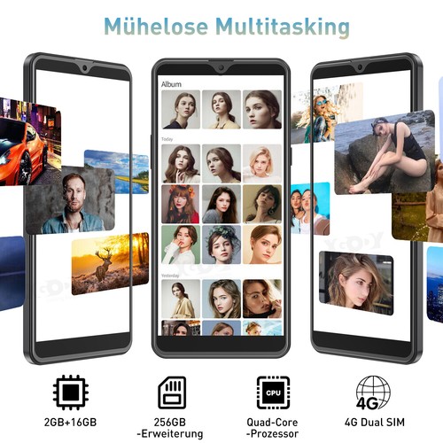 2025 Neu Smartphone Ohne Vertrag Android Handy 4G Quad Core 2SIM 16+64GB 6 Zoll - Bild 6 von 18