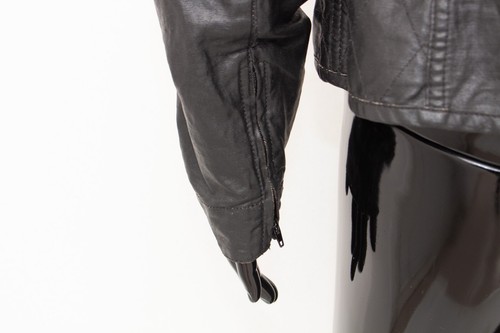 Barbour International Biker Jacket Linen Waxed Black Coat Women's Size UK12 US8 - Picture 11 of 17