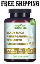 Why Not Natural 4-in-1 Organic Black Maca Root, Ashwagandha, Fenugreek