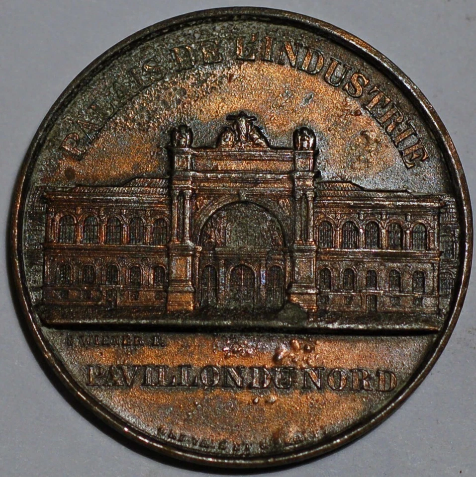 Medalla Francia Lugenia Imperatriz Napolón III Emperador París Exposición 1855 Foto 2 de 2