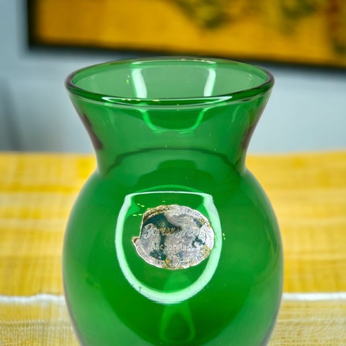 MCM Anchor Hocking Forest Green Vase 6 3/8 Zoll mit orig. Aufkleber Ankerglas - Bild 3 von 8