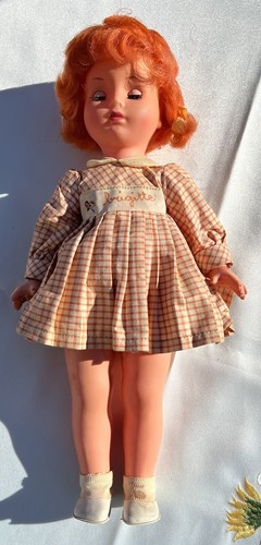 Italien Luigi Furga Brigitte Puppe orange Haare Gingham kariertes Kleid selten Vintage - Bild 12 von 21