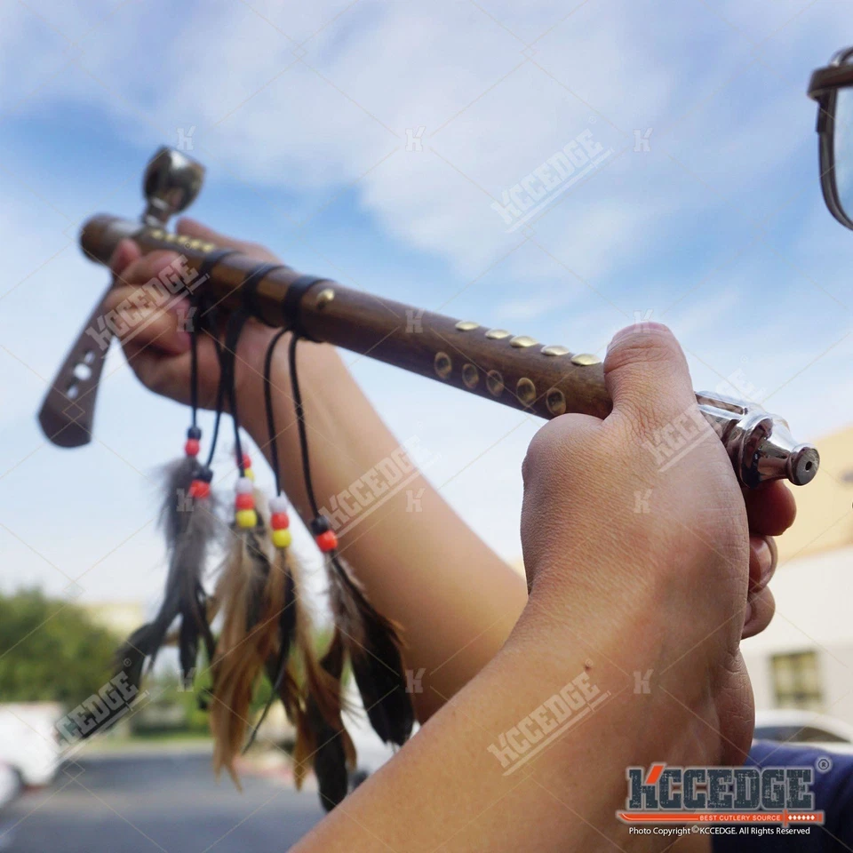 19" Native American TOMAHAWK Replica Camping Decoration Display Axe PEACE PIPE - Image 3 of 4