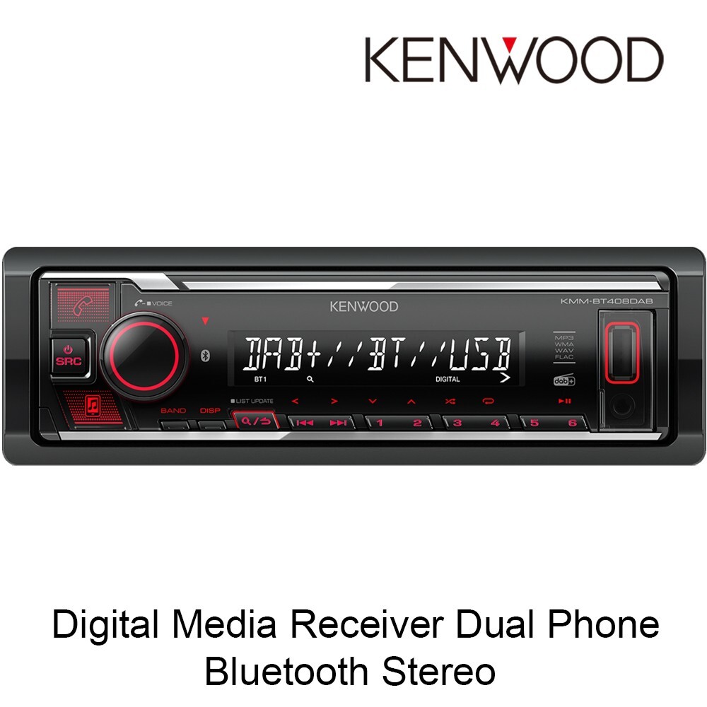 Kenwood KMM-BT408DAB Mechless Media Player Bluetooth DAB USB Car Stereo