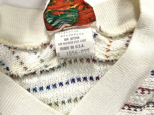 Maglione maglia a righe arcobaleno anni 70 top tulipano bambina M - Foto 7 di 9