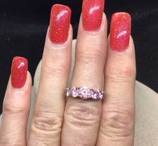 Vintage Sterling Silver 925 Pink Cut Glass Stone Ring Sz 6.25 Y315