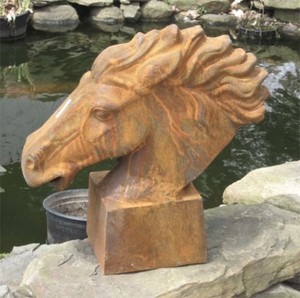 Horse-Head-Sculpture-24-034-High-Reproduction-Cast-Iron-Rust-Finish