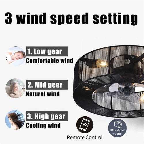 18in Rustic Ceiling Fan with Light and Remote LED Farmhouse Cage Chandelier Lamp - 第 5/36 張圖片