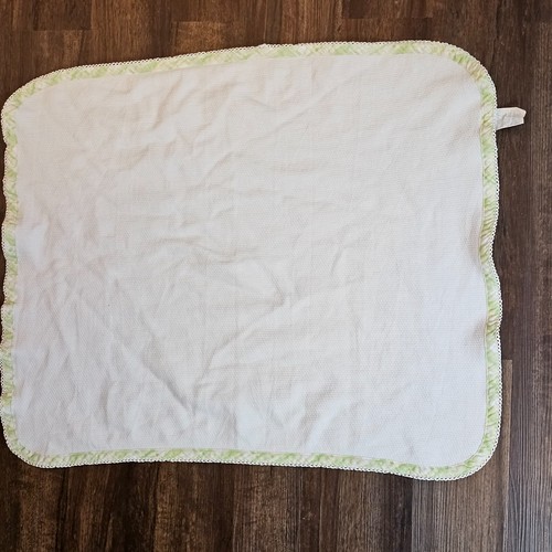 RN 14500 coperta bianca texture termica tessitura waffle bambino verde finitura a quadri gialla - Foto 2 di 4