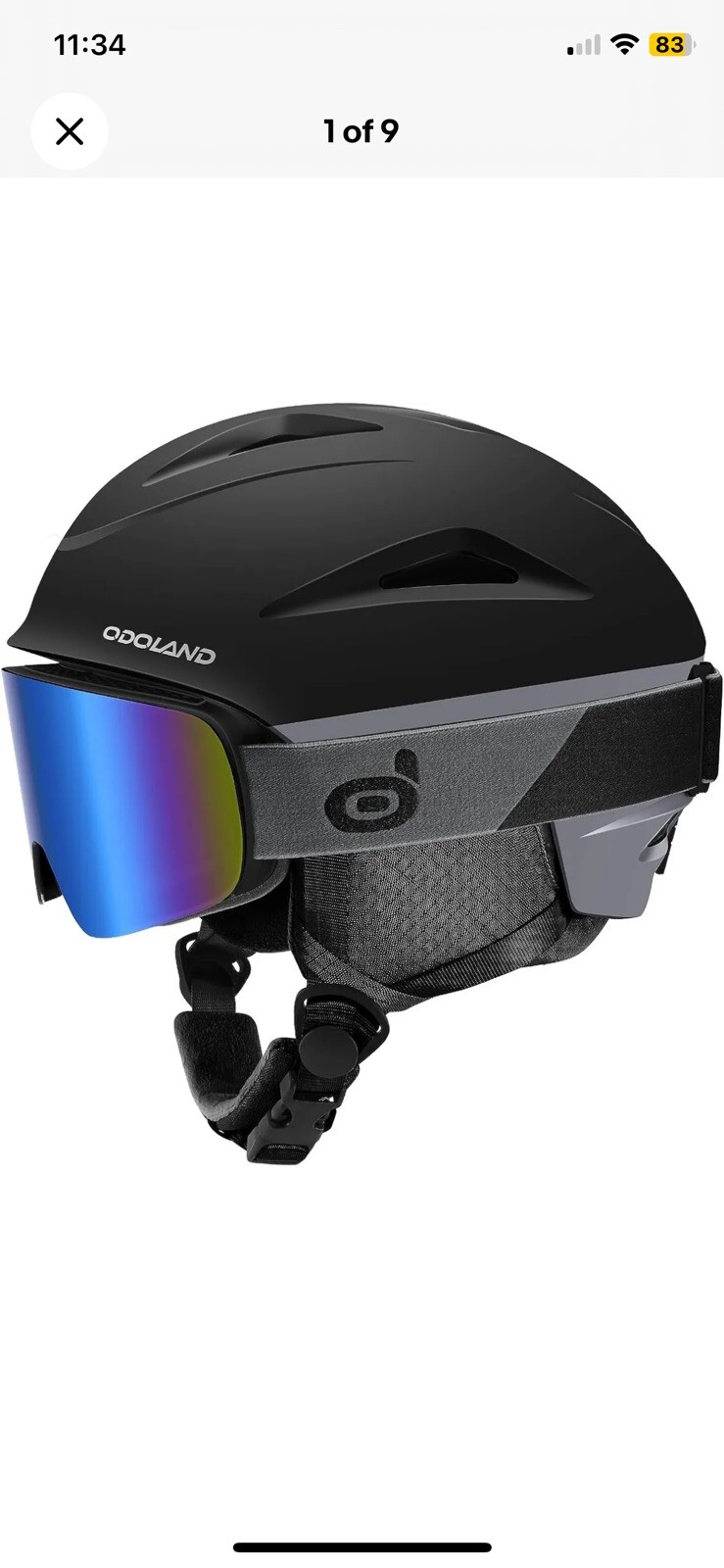 Odoland Snow Ski Helmet with Goggles Set Adjustable Sport Helmet size L