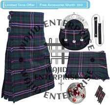 Scottish National handmade Tartan 8 Yard KILT - Highland Men's 6 PCS Kilt Deal