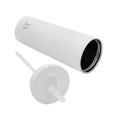 Sippy Stainless Steel Tumbler With Straw, White - Picture 5 of 6