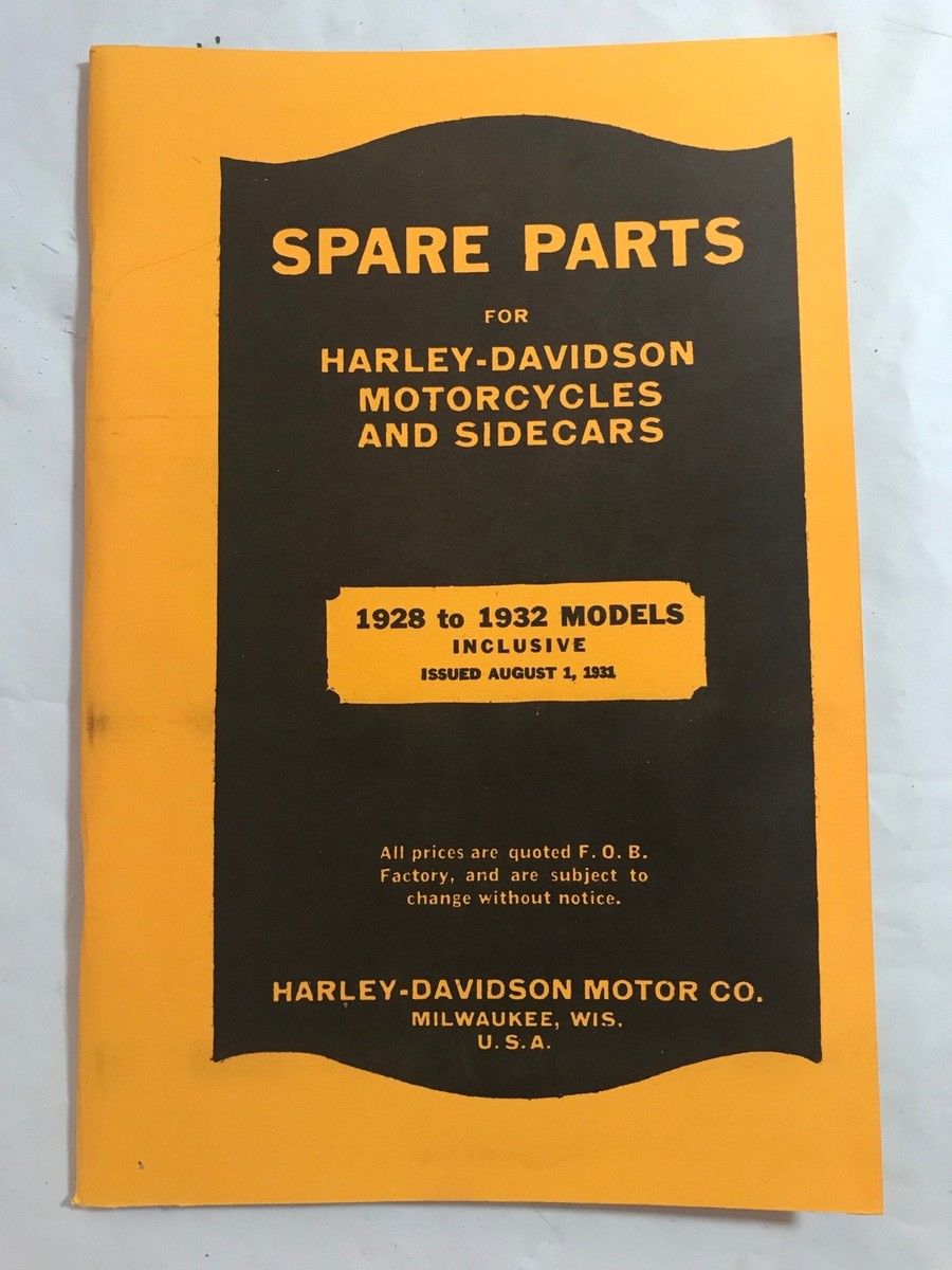 Harley Parts Manual Catalog Book 1928 to 1932 JD DL RL VL