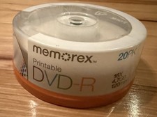 20-pk Memorex DVD-R White Inkjet Hub-Printable Discs - 16X 4.7GB 120mins