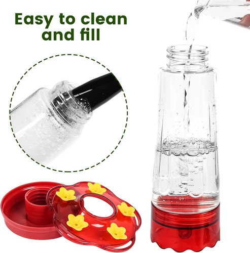 Alimentadores de plástico para colibríes para exteriores colgantes a prueba de hormigas y abejas, paquete de 2 - Imagen 4 de 6