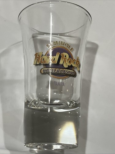 Seminole Hard Rock Hotel & Casino Tampa -shot Glass- Logo On Front- Height 3.5”