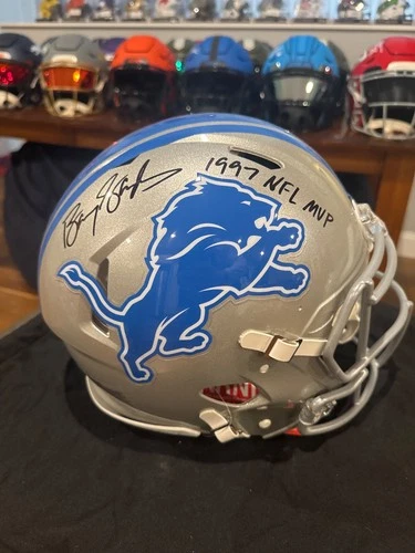Barry Sanders Autographed Authentic Full Size Detroit Lions Helmet  Schwartz COA